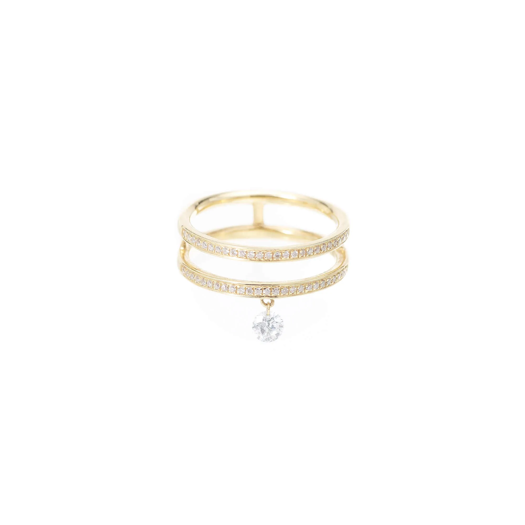 Zeus double Pavé 18K Gold Ring w. Diamonds
